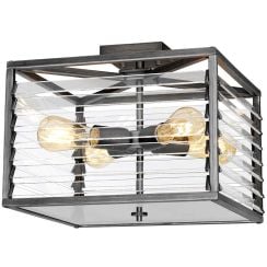 Elstead Lighting Louvre stropné svietidlo 4x60 W sivá LOUVRE-4F