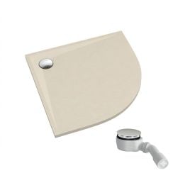 Schedpol Etrusco Cashmere Stone polkruhová sprchová vanička so sifónom 90x90 cm béžová 3.464/PK/ST