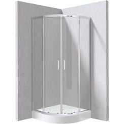 Deante Funkia Evo sprchový kút so sprchovou vaničkou 80x80 cm polkruhová chromová lesklé/priehľadné sklo KYPZ0088P