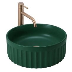 Rea Duo umývadlo 38x38 cm okrúhly pultové umývadlo zelená matná REA-U3605