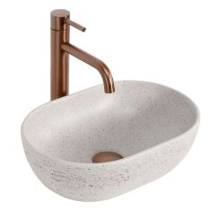 Rea Mira umývadlo 37.5x25.5 cm oválny pultové umývadlo sivá/kamenná-hnedá/béžová matná REA-U3224