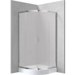 Deante Funkia sprchový kút so sprchovou vaničkou 80x80 cm polkruhová chromová lesklé/priehľadné sklo KYPZ652K