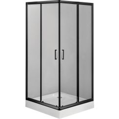Deante Funkia sprchový kút so sprchovou vaničkou 80x80 cm obdĺžniková čierna matné/priehľadné sklo KDDZN42K