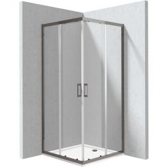 Deante Funkia Evo sprchový kút so sprchovou vaničkou 80x80 cm obdĺžniková grafitová matné/priehľadné sklo KYCPD088P