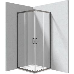 Deante Funkia Evo sprchový kút so sprchovou vaničkou 90x80 cm štvorcová grafitová matné/priehľadné sklo KYCPD089P
