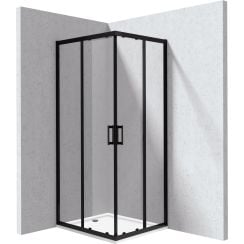 Deante Funkia Evo sprchový kút so sprchovou vaničkou 90x80 cm štvorcová čierna matné/priehľadné sklo KYCPN089P