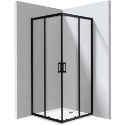 Deante Funkia Evo sprchový kút so sprchovou vaničkou 90x90 cm obdĺžniková čierna matné/priehľadné sklo KYCPN099P