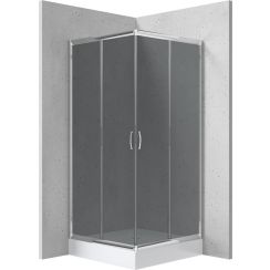 Deante Funkia sprchový kút so sprchovou vaničkou 80x80 cm obdĺžniková chromová lesklé/sivé sklo KYCZ442K