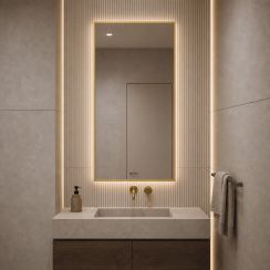 Baltica Design Aluma zrkadlo 50x70 cm odĺžnikový s osvetlením zlatá 5904107934204