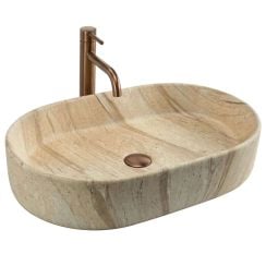 Rea Nadia umývadlo 61x38.5 cm oválny pultové umývadlo hnedá/béžová matná REA-U3526