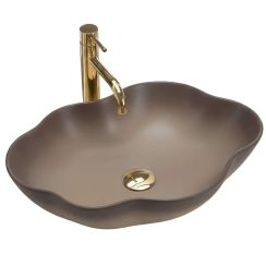 Rea Pearl umývadlo 50.5x38 cm pultové umývadlo hnedá/béžová matná REA-U0629