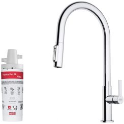 Súprava kuchynská batéria Franke Maris Slim Clear Water J Pull-Out 120.0730.870, poddrezový filter Franke Pro M Connect 150.0752.886