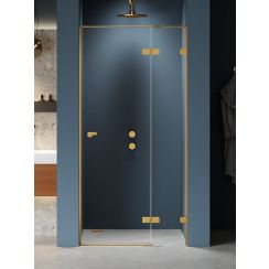 New Trendy Eventa Gold Brushed sprchové dvere 100 cm výklopné zlatá brúsená/priehľadné sklo EXK-8228