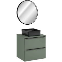 Súprava skrinka Comad Sombra Green SOMBRA GREEN 82-60-46-2S, zrkadlo Comad Sirius SIRIUS LU LED 60, UM-6276SLIM40BLACKDP, GREEN 89-60-46 M