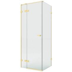 New Trendy Eventa Gold Brushed sprchovací kút 120x120 cm obdĺžniková zlatá brúsené/priehľadné sklo EXK-8270
