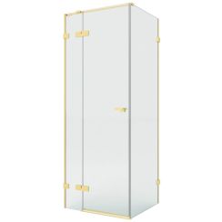New Trendy Eventa Gold Brushed sprchovací kút 120x110 cm štvorcová zlatá brúsené/priehľadné sklo EXK-8264