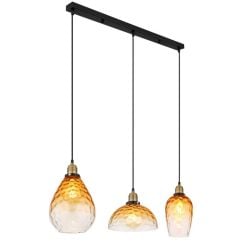 Globo Lighting Salvy závesné svietidlo 3x60 W čierna-mosadzná-jantárová 15786-3H