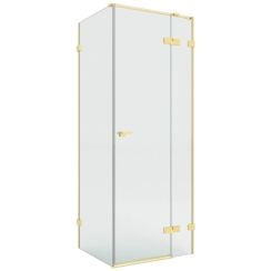 New Trendy Eventa Gold Brushed sprchovací kút 80x70 cm štvorcová zlatá brúsené/priehľadné sklo EXK-8271