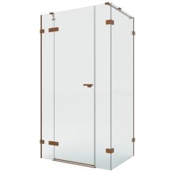 New Trendy Eventa Copper Brushed sprchovací kút 130x90 cm štvorcová medená brúsené/priehľadné sklo EXK-8101
