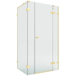 New Trendy Eventa Gold Brushed sprchovací kút 130x80 cm štvorcová zlatá brúsené/priehľadné sklo EXK-8329