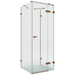 New Trendy Eventa Copper Brushed sprchovací kút 100x80 cm štvorcová medená brúsené/priehľadné sklo EXK-8116