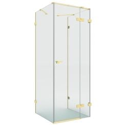 New Trendy Eventa Gold Brushed sprchovací kút 100x80 cm štvorcová zlatá brúsené/priehľadné sklo EXK-8349