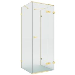 New Trendy Eventa Gold Brushed sprchovací kút 100x90 cm štvorcová zlatá brúsené/priehľadné sklo EXK-8359