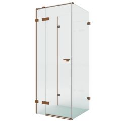 New Trendy Eventa Copper Brushed sprchovací kút 100x90 cm štvorcová medená brúsené/priehľadné sklo EXK-8145