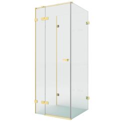 New Trendy Eventa Copper Brushed sprchovací kút 100x80 cm štvorcová zlatá brúsené/priehľadné sklo EXK-8372