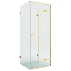 New Trendy Eventa Copper Brushed sprchovací kút 90x80 cm štvorcová zlatá brúsené/priehľadné sklo EXK-8375