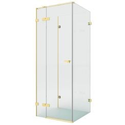New Trendy Eventa Copper Brushed sprchovací kút 100x90 cm štvorcová zlatá brúsené/priehľadné sklo EXK-8378