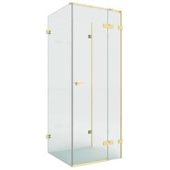 New Trendy Eventa Copper Brushed sprchovací kút 100x90 cm štvorcová zlatá brúsené/priehľadné sklo EXK-8379