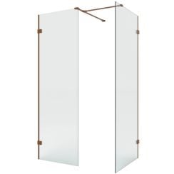 New Trendy Eventa Copper Brushed sprchový kút walk-in 160x100 cm štvorcová medená brúsené/priehľadné sklo EXK-8210