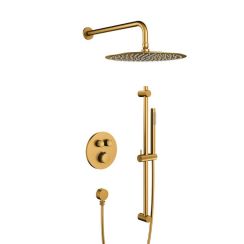 KFA Armatura Moza Brushed Gold sprchová súprava podomietková s termostatom s dažďovou sprchou zlatá 5739-330-31